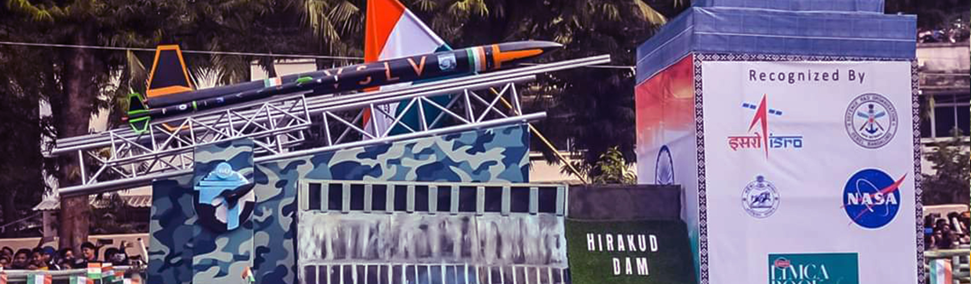 A Tableau  with a Rocket on display at the Republic Day Parade in Bhubaneswar