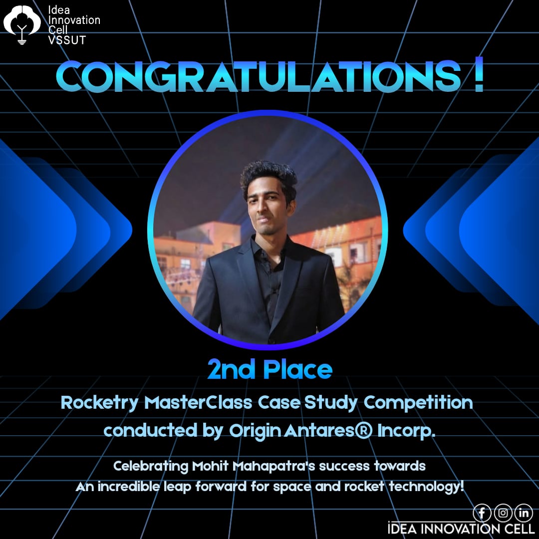 Heartiest Congratulations to Mohit Mahapatra, 3rd Year, Mechanical Engineering