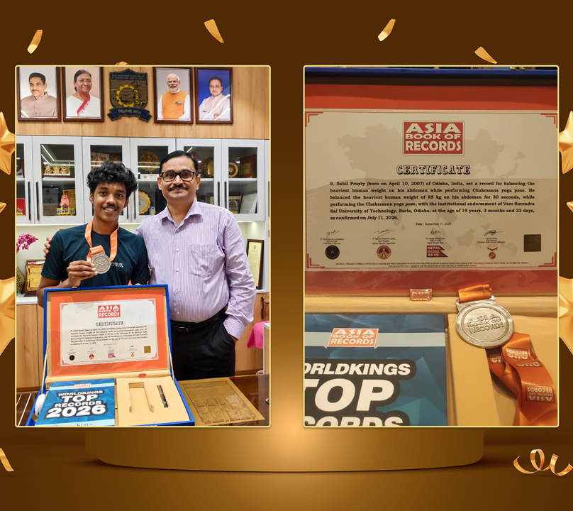 Asia Book of Records  by S Sahil Prusty ,  Student of 3rd Semester CSE(AI/ML) of VSSUT, BURLA